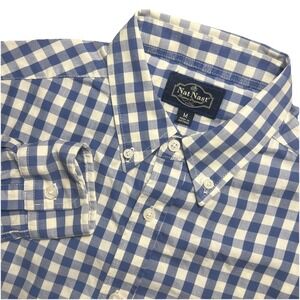 Nat Nast Luxury Originals Medium L/S Button Down Dress Gingham Plaid Preppy Shir